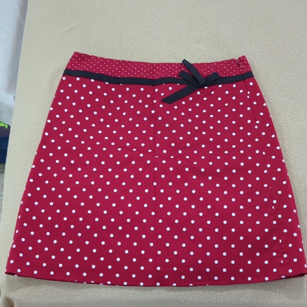 INC International Concepts Red Polka Dot A-Line Skirt